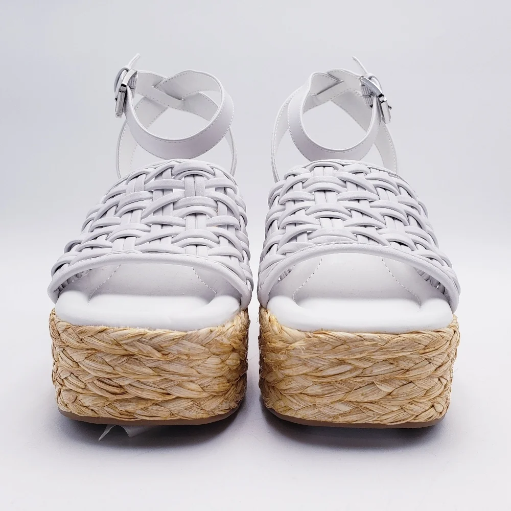 Marc Fisher Godina‎ Wedge Platform Espadrille Sandal White 4.5